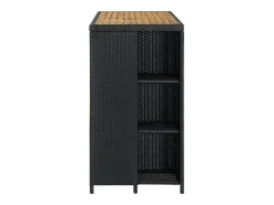 Mesa bar estante almacenaje 120x60x110 cm ratán sintético negro ES904476
