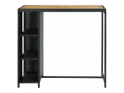 Mesa bar estante almacenaje 120x60x110 cm ratán sintético negro ES904476