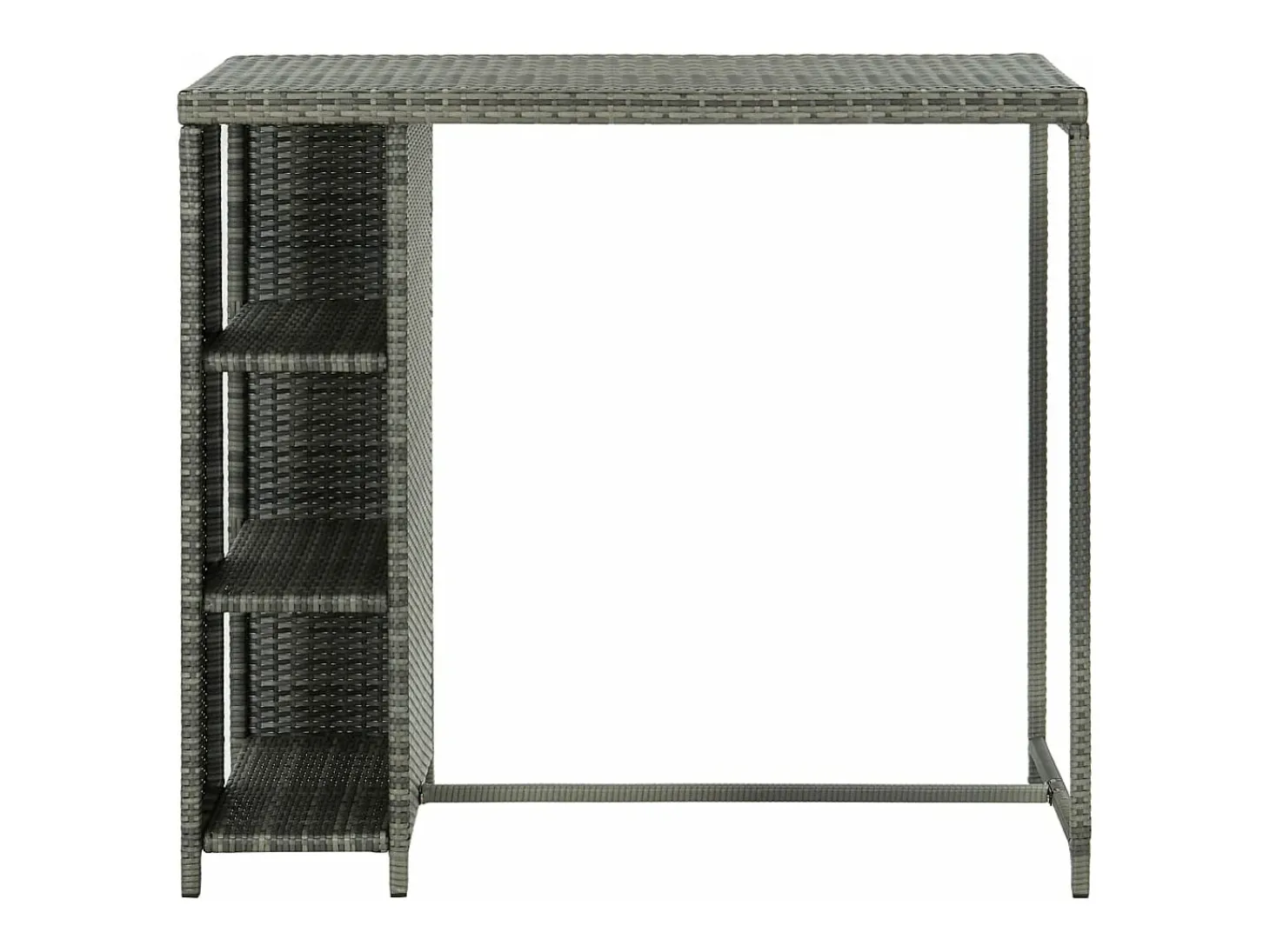 Mesa bar estante almacenaje 120x60x110cm ratán sintético gris