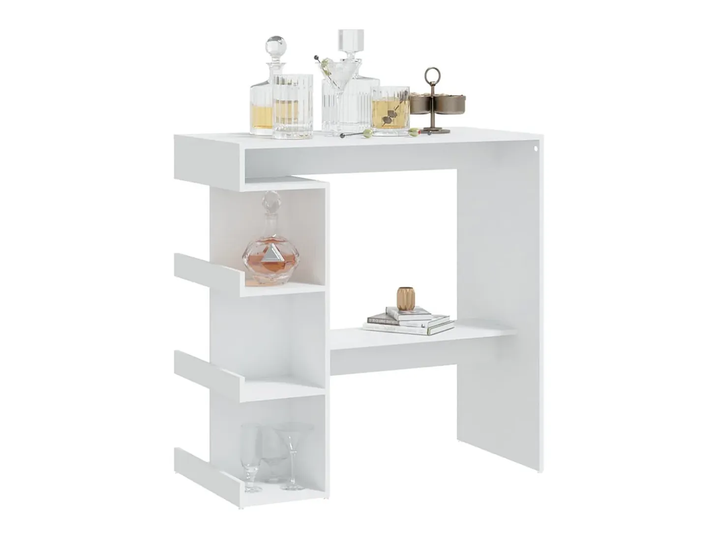 Mesa bar estante almacenaje contrachapada blanco 100x50x101,5cm