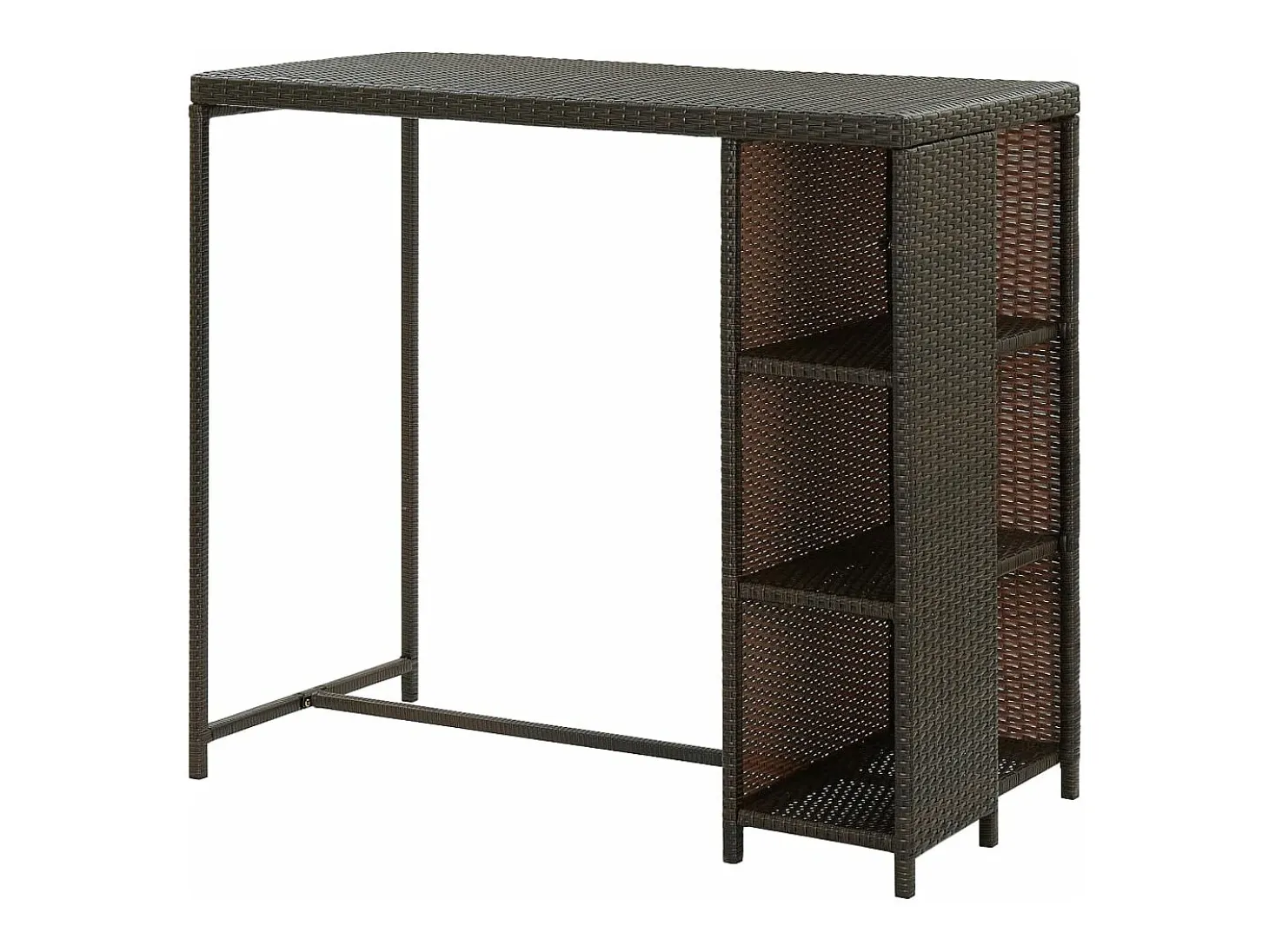 Mesa bar estante almacenaje 120x60x110cm ratán sintético marrón ES242722