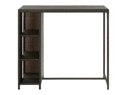 Mesa bar estante almacenaje 120x60x110cm ratán sintético marrón ES242722