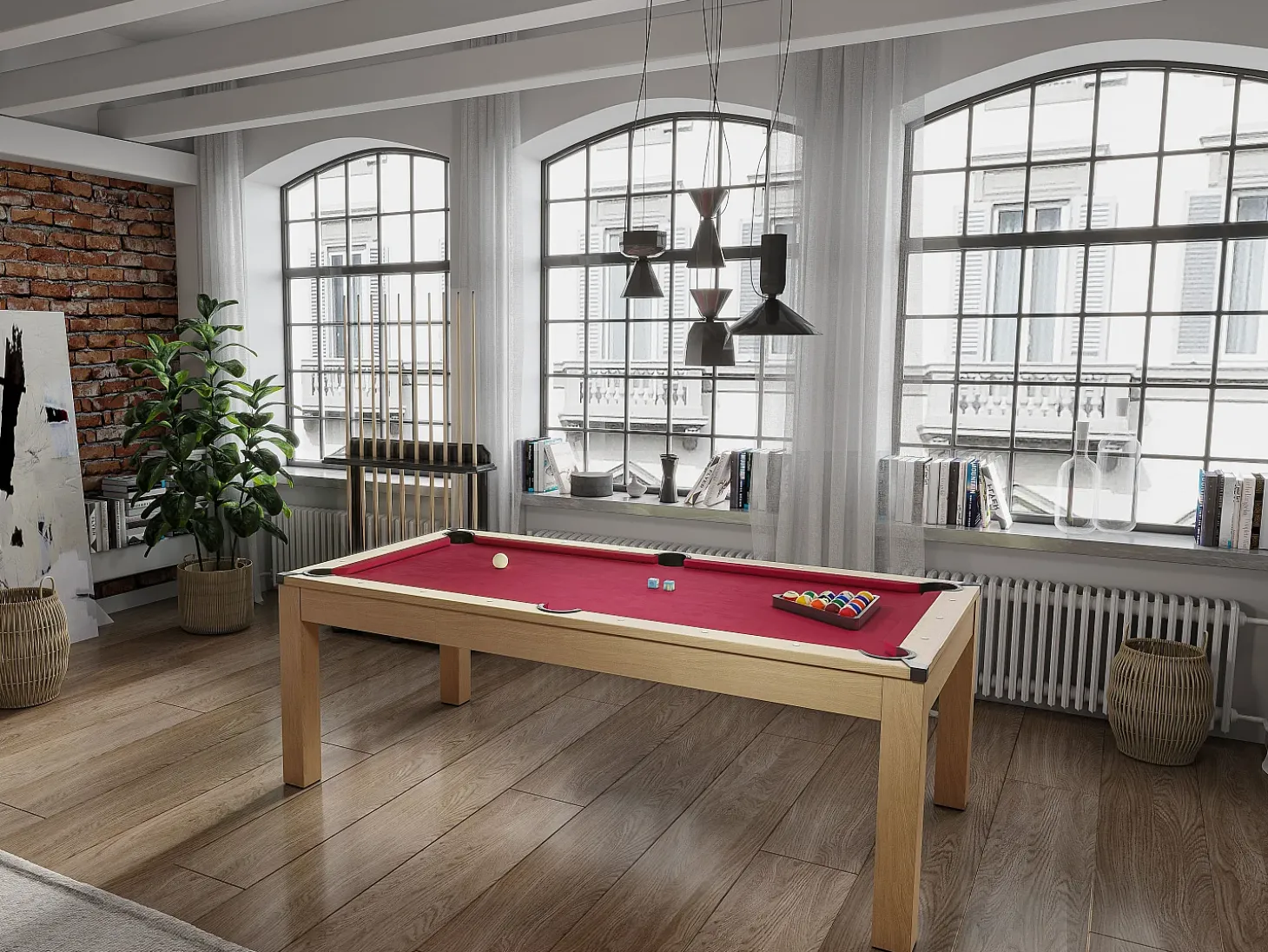 Mesa billar y ping-pong BALTHAZAR - 213x112x81.5 cm-rojo
