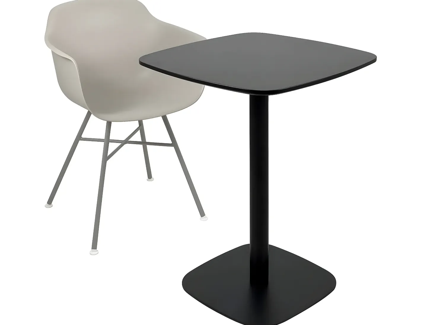 Mesa bistró de cocina, altura 75 cm, tablero de 60x60 cm, para 1-2 personas, base de metal SILA (negro)