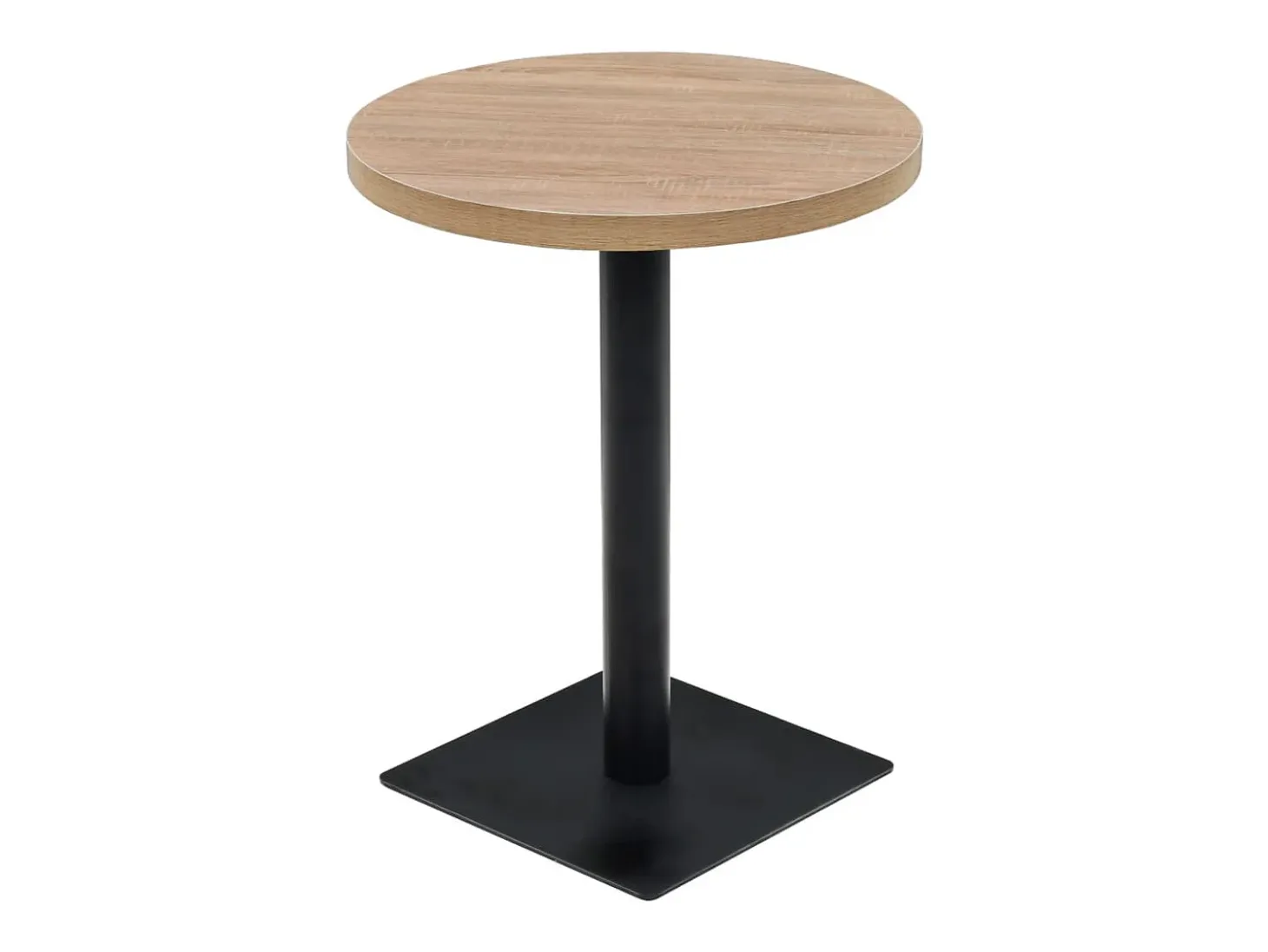 Mesa bistro de MDF y acero Redonda 60 x 75 cm Color roble