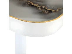 Mesa bistro efecto mármol gris y dorado 60x60cm Timour
