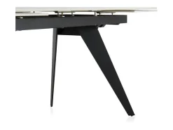 Mesa cerámica extensible blanca 180/260x95 con pie metal color negro