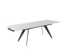 Mesa cerámica extensible blanca 180/260x95 con pie metal color negro