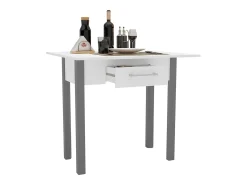 Mesa cocina Sendai con cajón para 2 en blanco y gris melamina 80x75x40 cm