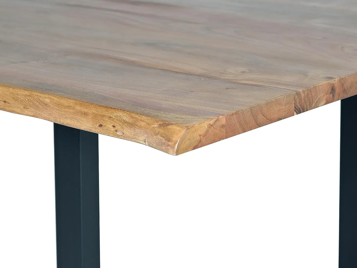 Mesa comedor en madera acacia natural y patas de metal negro