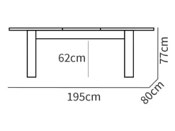 Mesa Comedor extensible en aglomerado y melamina color Roble dorado - Longitud 140-195 x Profundidad 80 x Altura 77 cm