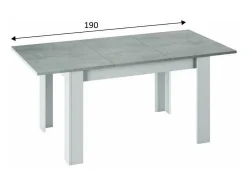 Mesa comedor extensible Paris en color cemento-blanco artik 78 cm(alto)140-190 cm(ancho)90