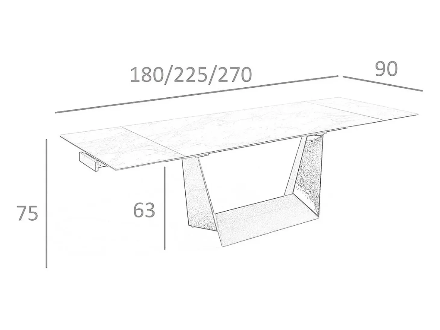 Mesa comedor extensible rectangular mármol porcelánico y acero negro 1014 ANGEL CERDA
