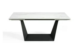 Mesa comedor extensible rectangular mármol porcelánico y acero negro 1014 ANGEL CERDA