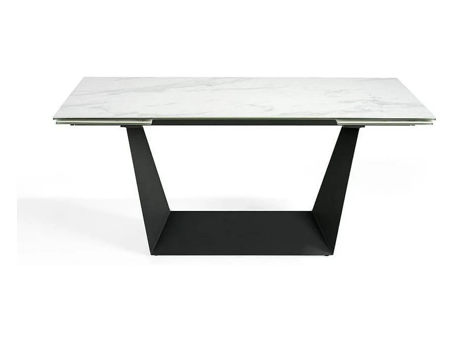 Mesa comedor extensible rectangular mármol porcelánico y acero negro 1014 ANGEL CERDA