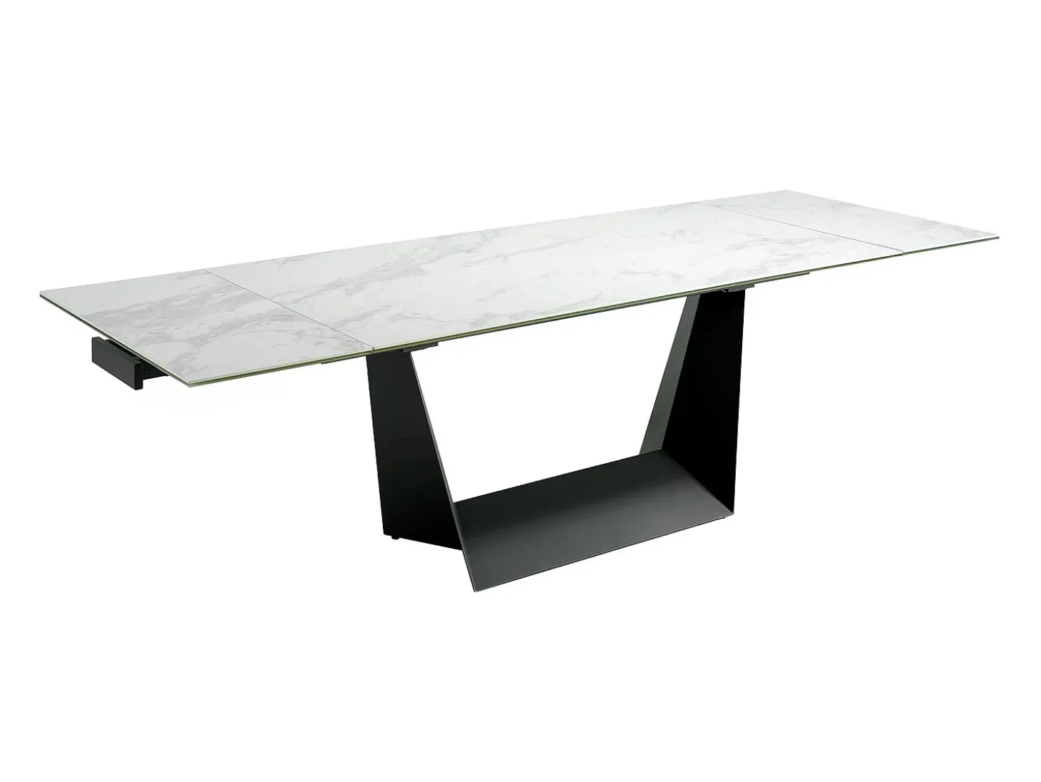 Mesa comedor extensible rectangular mármol porcelánico y acero negro 1014 ANGEL CERDA