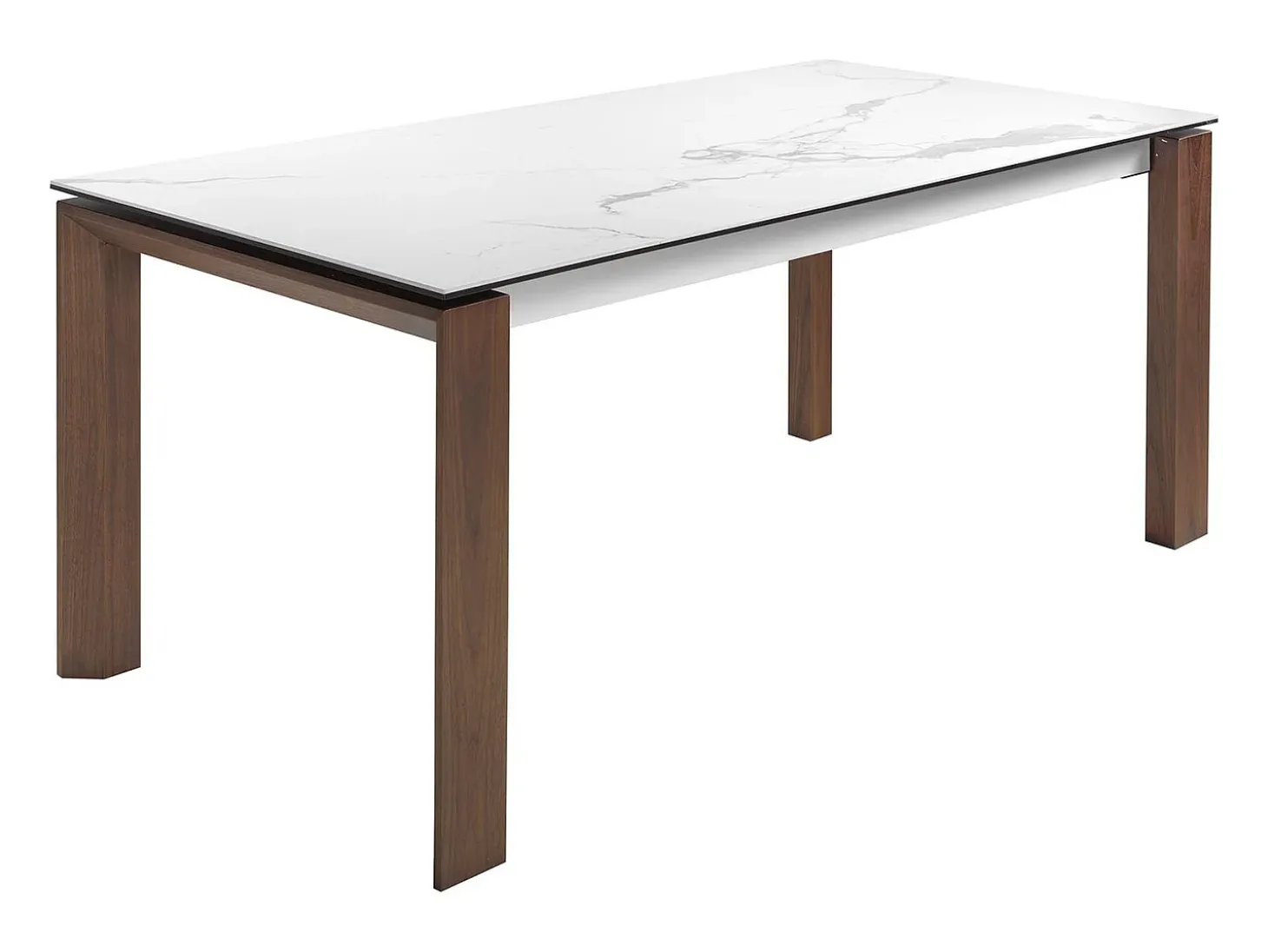 Mesa comedor extensible rectangular mármol porcelánico y nogal 1095 ANGEL CERDA