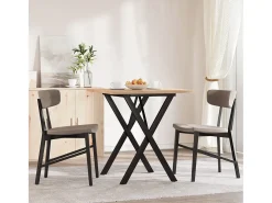 Mesa comedor marco X madera maciza pino y hierro 70x70x75,5 cm ES500986