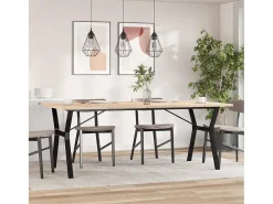 Mesa comedor marco Y madera maciza pino y hierro 200x100x75,5cm