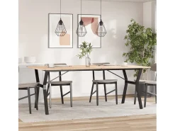 Mesa comedor marco Y madera maciza pino y hierro 200x100x75 cm