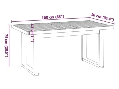 Mesa comedor NOAIN patas forma U madera maciza pino 160x90x75cm