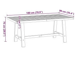 Mesa comedor NOAIN patas forma A madera maciza pino 180x90x75cm