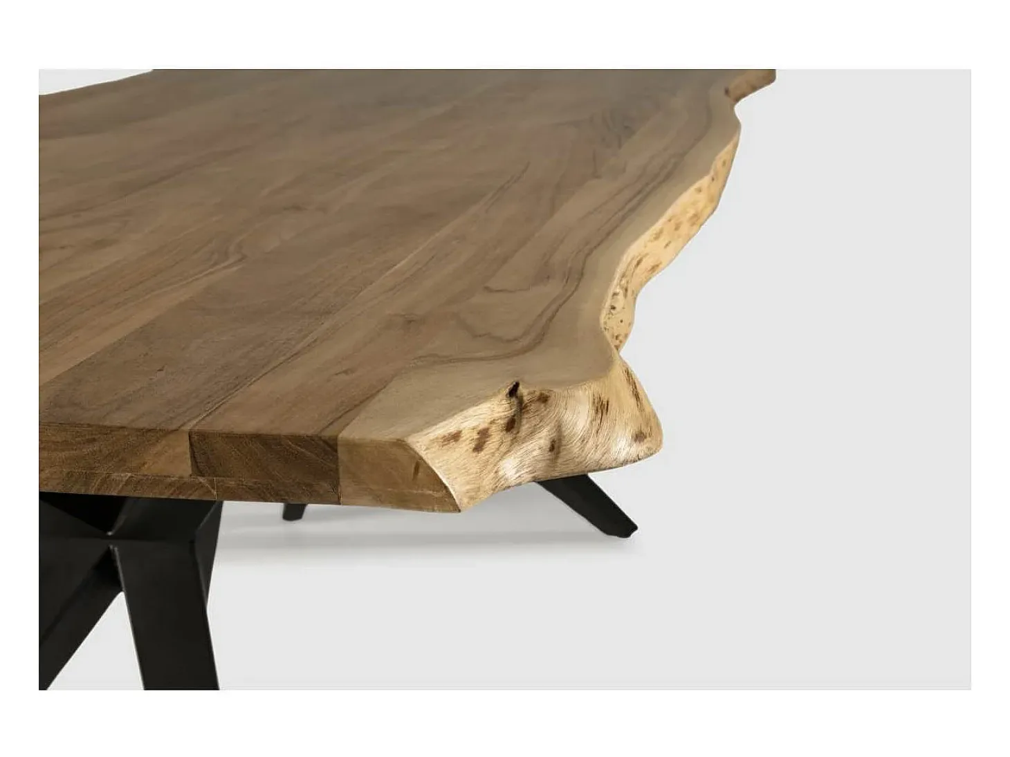 Mesa comedor rectangular Leonor en acabado acacia/negro, 76cm(alto) 200cm(ancho) 100cm(lar