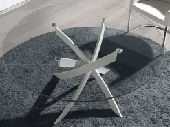 Mesa comedor redonda cristal templado y acero blanco 1138-Ø110 ANGEL CERDA