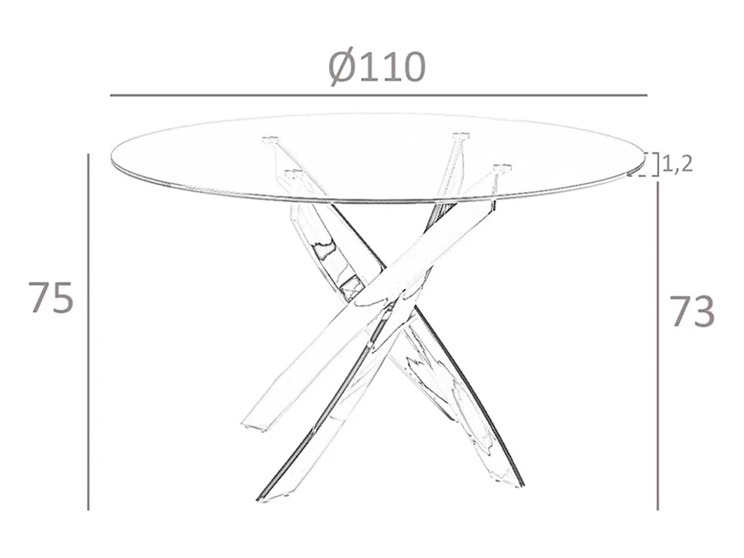 Mesa comedor redonda cristal templado y acero blanco 1138-Ø110 ANGEL CERDA