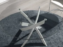 Mesa comedor redonda cristal templado y acero blanco 1138-Ø110 ANGEL CERDA