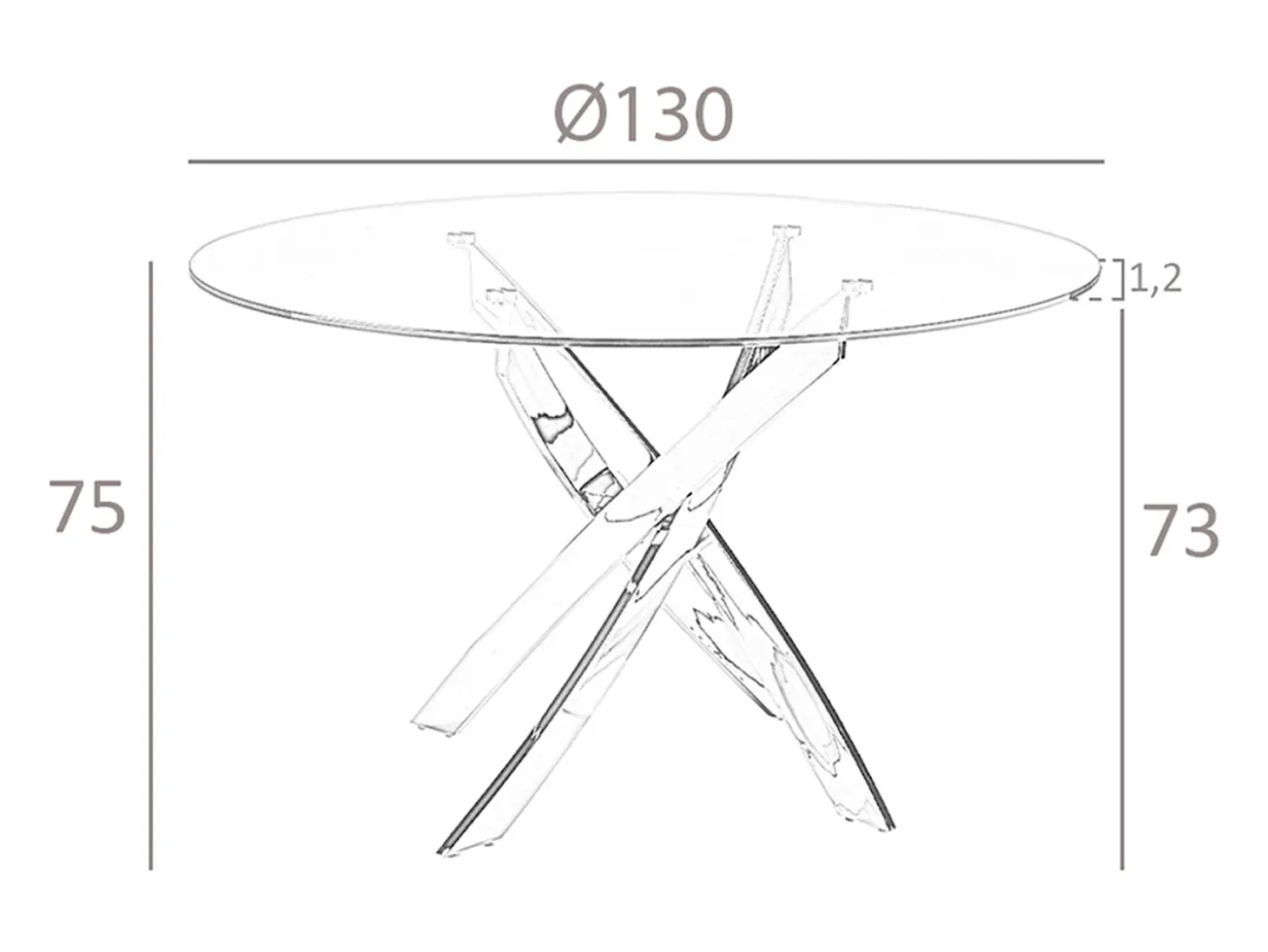 Mesa comedor redonda cristal templado y acero rosa 1169-Ø130 ANGEL CERDA