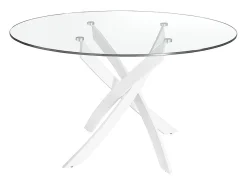 Mesa comedor redonda cristal templado y acero blanco 1138-Ø130 ANGEL CERDA