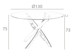 Mesa comedor redonda cristal templado y acero blanco 1138-Ø130 ANGEL CERDA