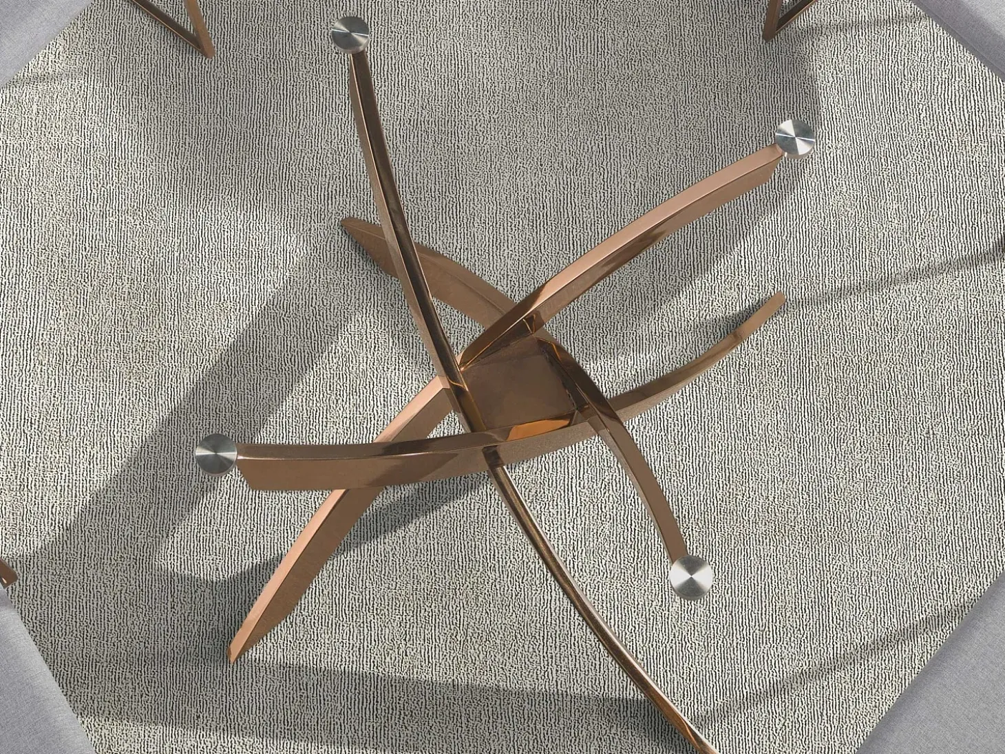 Mesa comedor redonda cristal templado y acero rosa 1169-Ø110 ANGEL CERDA