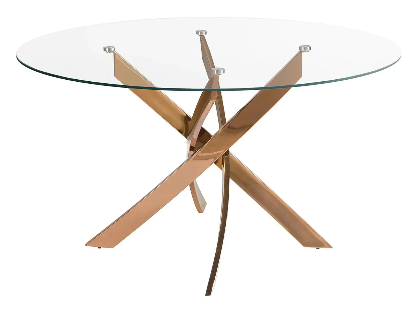 Mesa comedor redonda cristal templado y acero rosa 1169-Ø110 ANGEL CERDA