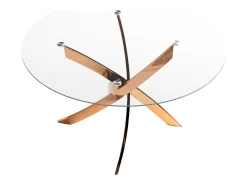 Mesa comedor redonda cristal templado y acero rosa 1169-Ø110 ANGEL CERDA