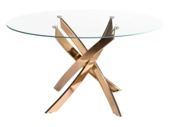 Mesa comedor redonda cristal templado y acero rosa 1169-Ø110 ANGEL CERDA