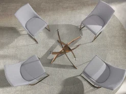 Mesa comedor redonda cristal templado y acero rosa 1169-Ø110 ANGEL CERDA