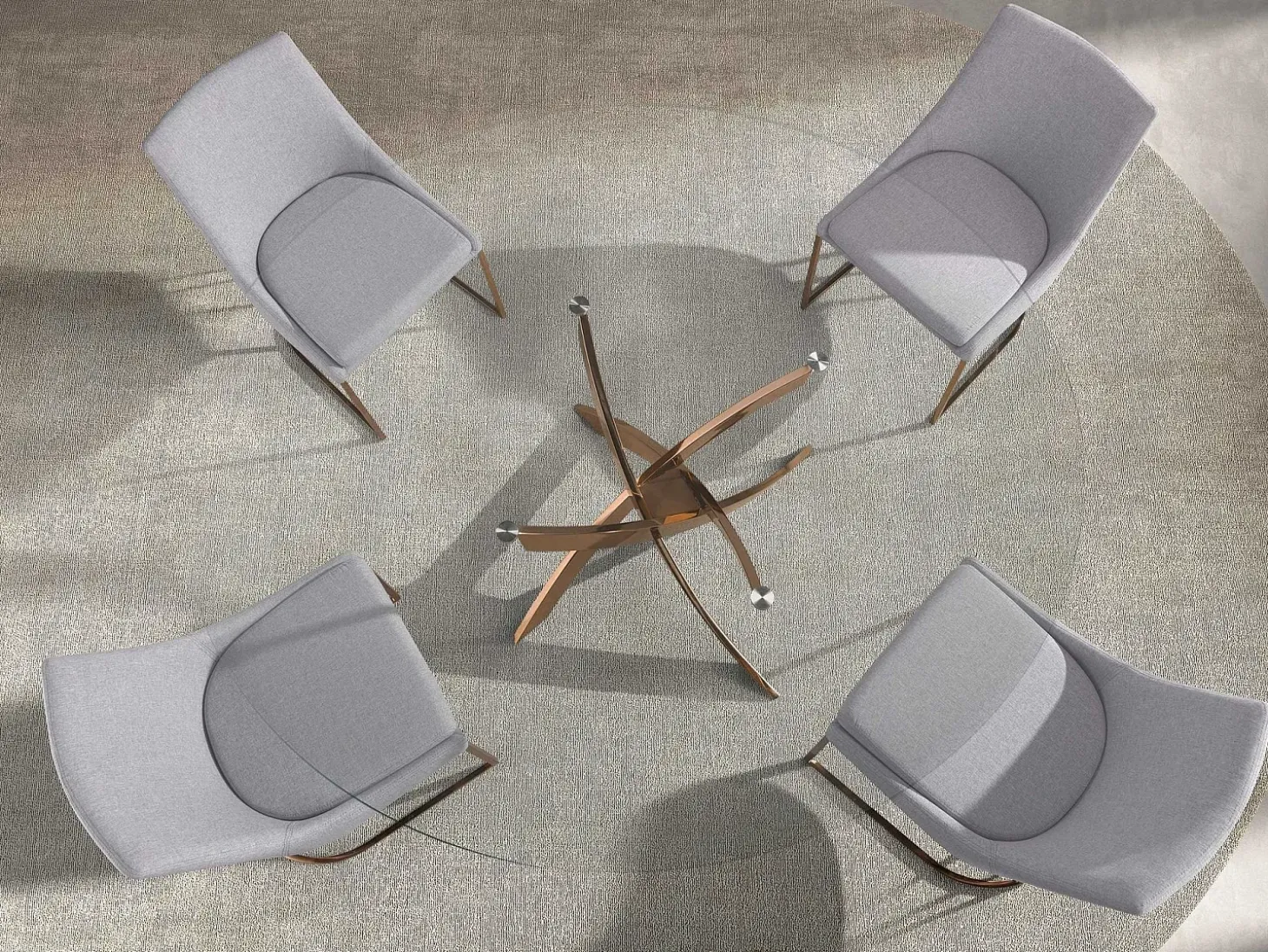 Mesa comedor redonda cristal templado y acero rosa 1169-Ø110 ANGEL CERDA