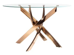Mesa comedor redonda cristal templado y acero rosa 1169-Ø110 ANGEL CERDA