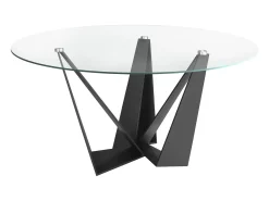 Mesa comedor redonda cristal templado y acero negro 1045 ANGEL CERDA