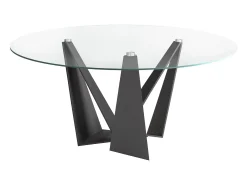 Mesa comedor redonda cristal templado y acero negro 1045 ANGEL CERDA