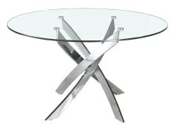 Mesa comedor redonda cristal templado y acero cromado 1061-Ø140 ANGEL CERDA