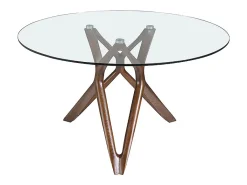 Mesa comedor redonda cristal templado y nogal 1108-Ø140 ANGEL CERDA