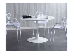 Mesa comedor redonda Gina acabado lacado blanco, 75 cm(alto)110 cm(ancho)
