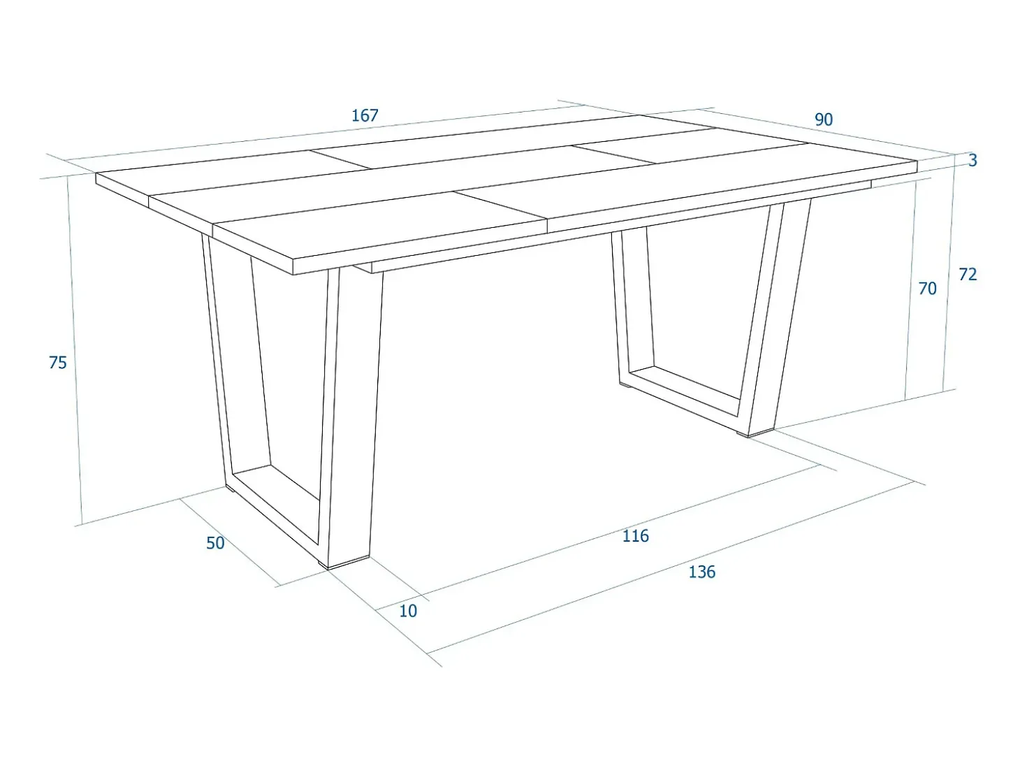 Mesa Comedor, 167x90x74 cm, Para 8 Comensales, Muebles Comedor, Roble oscuro