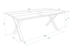 Mesa Comedor, 194x90x74cm, Para 10 Comensales, Muebles Comedor, Roble y negro