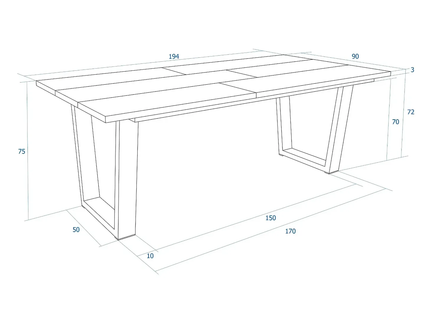 Mesa Comedor, 194x90x74cm, Para 10 Comensales, Muebles Comedor, Roble y negro