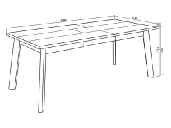 Mesa Comedor, 194x90x75cm, Para 10 Comensales, Patas de madera, Roble
