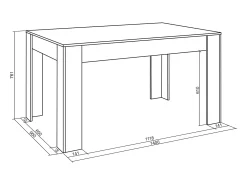 Mesa Comedor, 140x90x76cm, Para 6 comensales, Muebles Comedor, Negro y blanco